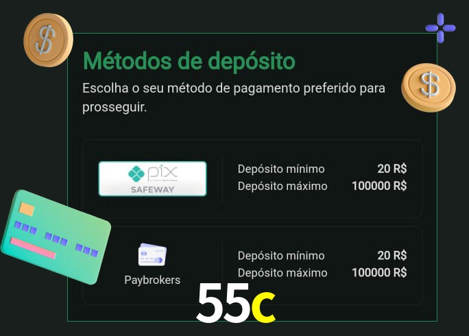 O cassino 55c oferece uma grande variedade de métodos de pagamento
